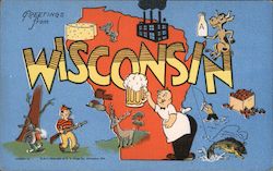 Greetings from Wisconsin Postcard Postcard Postcard