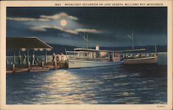 Moonlight Excursion on Lake Geneva Postcard