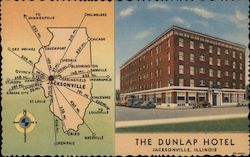 The Dunlap Hotel Jacksonville, IL Postcard Postcard Postcard