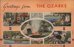 Greetings from The Ozarks - Fishing, Camping, Boating Postcard