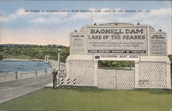 Entrance to Highway Drive over Bagnell Dam Postcard