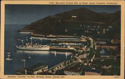 Beautiful Avalon Bay at Night Postcard