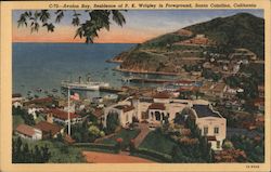 Avalon Bay, Residence of P.K. Wrigley in Foreground Postcard