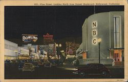 Vine Street, Looking North from Sunset Boulevard Hollywood, CA Postcard Postcard Postcard