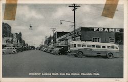 Broadway Looking North from Bus Station Checotah, OK Postcard Postcard Postcard