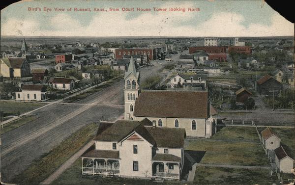 Bird's Eye View, From Court House Tower, Looking North Russell Kansas