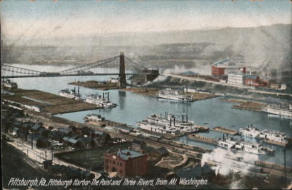 Pittsburgh Harbor the Point and Three Rivers from Mt. Washington Pennsylvania