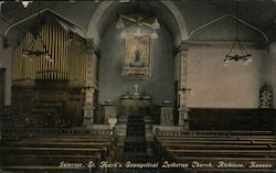 Interior St. Mark's Evangelical Lutheran Church Atchison, KS Postcard Postcard Postcard