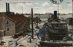 View of Dry Dock Manitowoc, WI Postcard Postcard Postcard