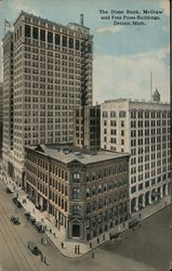 The Dime Bank, McGraw and Free Press Buildings Detroit, MI Postcard Postcard Postcard