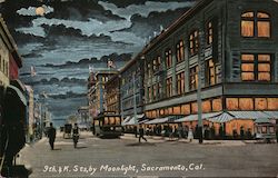 9th & K. Sts., By Moonlight Postcard