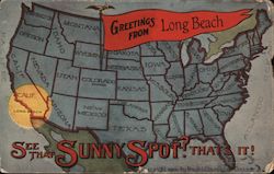 Greetings From Long Beach, See That Sunny Spot? That's It! California Postcard Postcard Postcard