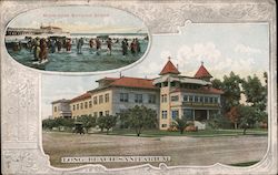 Midwinter Bathing Scene Long Beach Sanitarium Postcard