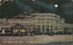 Bath House by Night Long Beach, CA Postcard Postcard Postcard