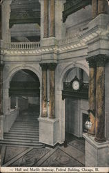 Hall and Marble Stairway, Federal Building Chicago, IL Postcard Postcard Postcard