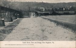 Tenth Street, Dam and Bridge New Brighton, PA Postcard Postcard Postcard