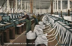 Operating Combers in a Fall River Cotton Mill Massachusetts Postcard Postcard Postcard