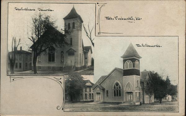 Christian and M.E. Churches Mount Pulaski Illinois