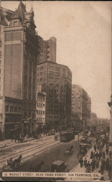 Market Street Near Third Street, San Francisco, Cal. California
