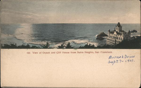View of Ocean and Cliff House from Sutro Heights San Francisco California