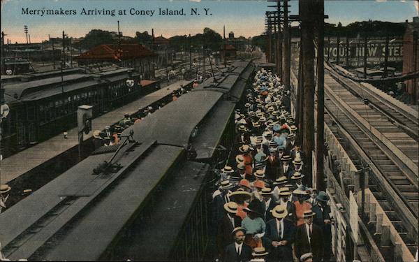 Merrymakers Arriving at Coney Island New York