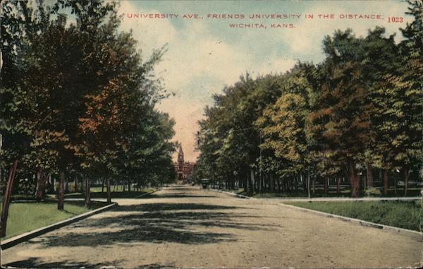 University Avenue, Friends University in the Distance Wichita Kansas