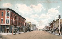 Looking Along Washington St. Postcard