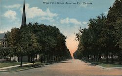 West Fifth Street, Junction City, Kansas Postcard