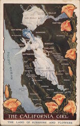 The California Girl The Land of Sunshine and Flowers Postcard