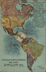 Meeting of the Atlantic & Pacific, The Kiss of the Oceans 1915 Postcard