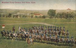Mounted Troup Cavalry, Fort Riley, Kans. Postcard