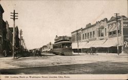 Looking North on Washington Street Junction City Kans. Postcard