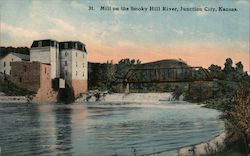 Mill on the Smoky Hill River, Junction City, Kansas Postcard