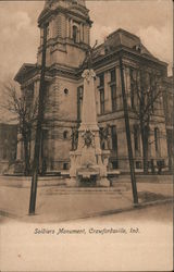 Soldiers Monument, Crawfordsville, Ind. Postcard