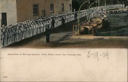 Apprentices at Morning Quarters, Yerba Buena Island, San Francisco Bay Postcard