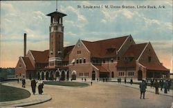St. Louis and I.M. Union Station Little Rock Ark Postcard