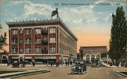 Hotel Yellowstone and Depot Postcard