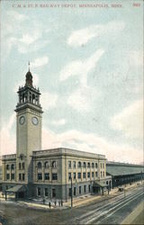 C.M. & St. P. Railway Depot Postcard