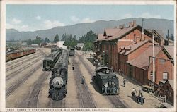 Santa Fe Station and Yards, San Bernardino, California Postcard