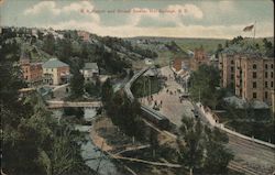 Railroad Depot and Street Scene Postcard