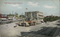 Garland Block Hotel, Redondo and Santa Fe Station Postcard