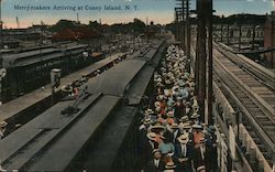 Merrymakers Arriving at Coney Island Postcard