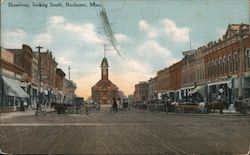 Broadway, looking South, Rochester, Minn. Postcard
