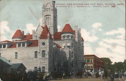 Central Fire Station and City Hall Postcard