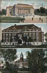 Carnegie Library, Fiske Hall, Fairmont College Postcard