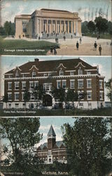 Carnegie Library, Fiske Hall, Fairmont College Wichita, KS Postcard Postcard Postcard