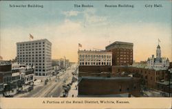 Schweiter Building, The Boston, Beacon Building, City Hall Wichita Kansas Postcard