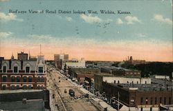 Bird's-eye View of Retail District looking West Postcard