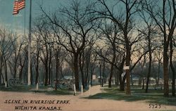 Scene in Riverside Park - Flag and Cannons Postcard