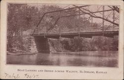 Boat Landing and Bridge Across Walnut Postcard